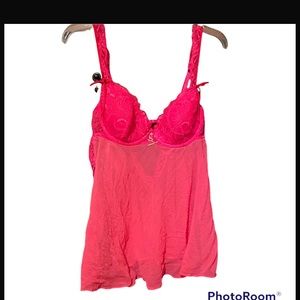 🎉HP🎉Victorias Secret Sheer Pink Babydoll Lingerie Excellent condition!!
